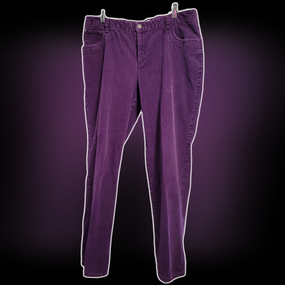 CJ Banks Size 14W Purple Corduroy straight leg jeans pants